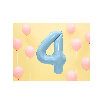 1 ballon XXL - Cijfer 4 - Lichtblauw