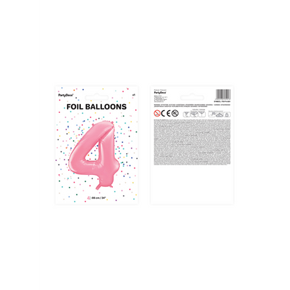 1 Ballon XXL - Cijfer 4 - Roze