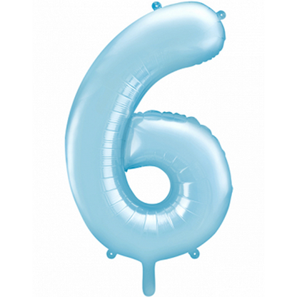1 Ballon XXL - Cijfer 6 - Lichtblauw