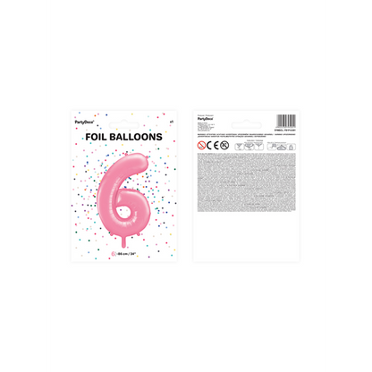 1 Ballon XXL - Cijfer 6 - Roze