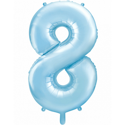 1 Ballon XXL - Cijfer 8 - Lichtblauw