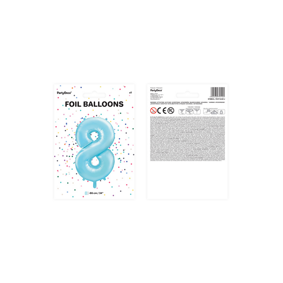 1 Ballon XXL - Cijfer 8 - Lichtblauw
