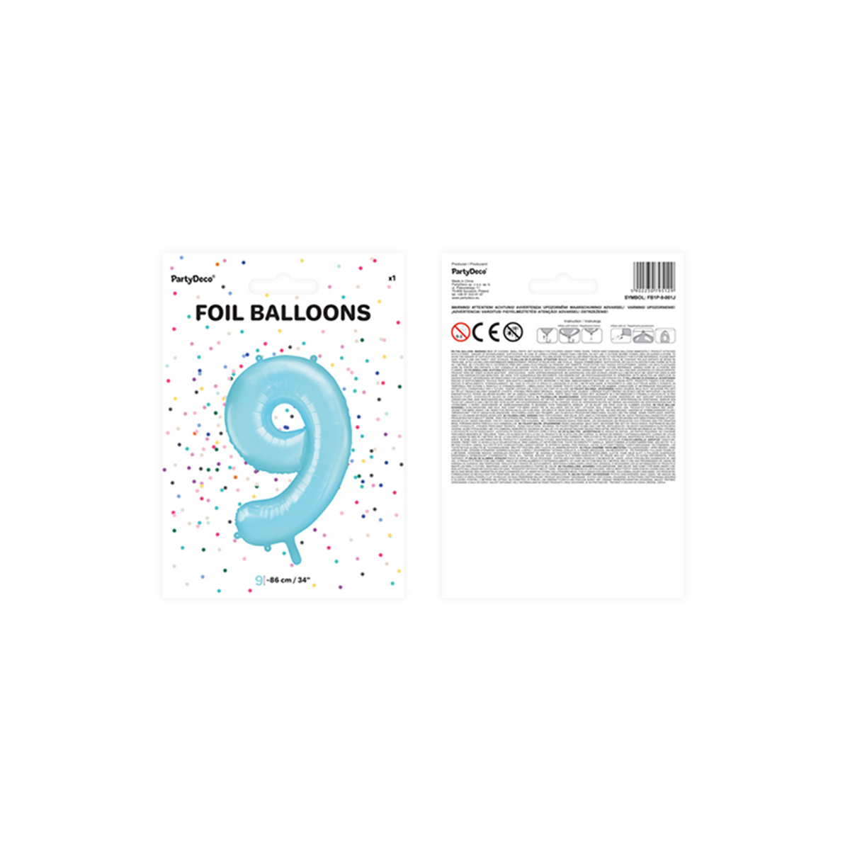 1 Ballon XXL - Chiffre 9 - Bleu clair