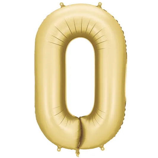1 Ballon XXL - Cijfer 0 - Goud