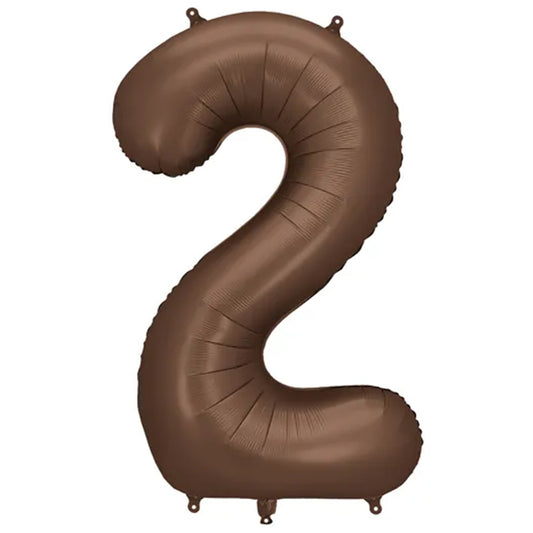 1 Ballon XXL - Cijfer 2 - Mokka