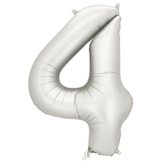 1 Ballon XXL - Cijfer 4 - Zilver