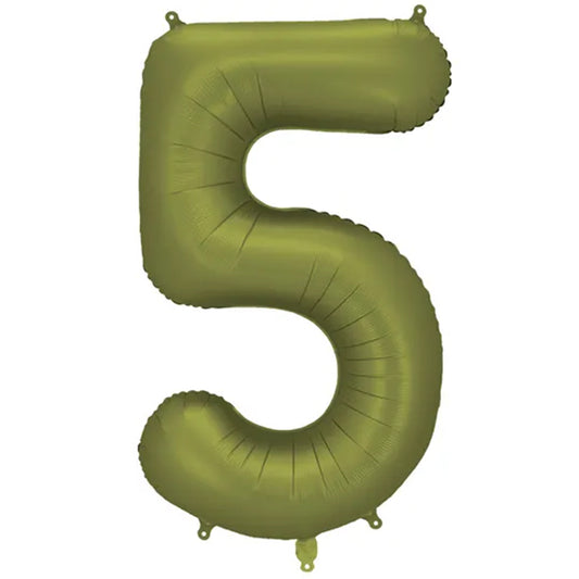 1 Ballon XXL - Cijfer 5 - Olijf