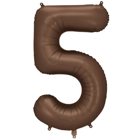 1 Ballon XXL - Cijfer 5 - Mokka