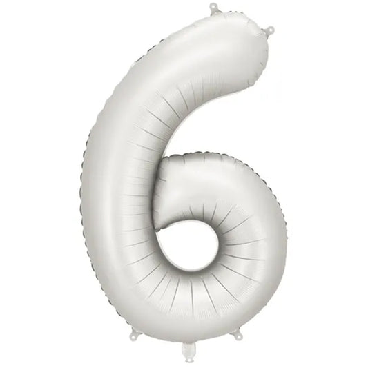 1 Ballon XXL - Cijfer 6 - Zilver