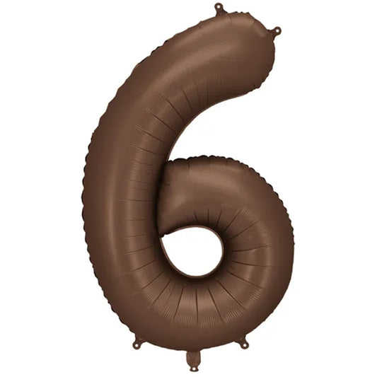 1 Ballon XXL - Cijfer 6 - Mocha