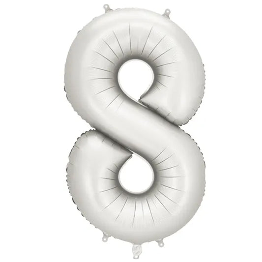 1 Ballon XXL - Cijfer 8 - Zilver