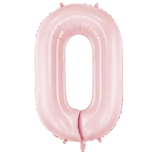 1 Ballon XXL - Cijfer 0 - Lichtroze