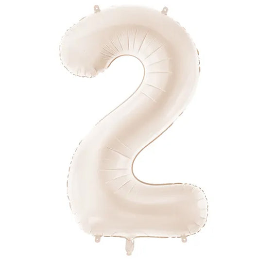 1 ballon XXL - cijfer 2 - licht warmgrijs