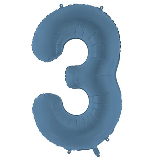 1 Ballon XXL - Cijfer 3 - Misty Blue
