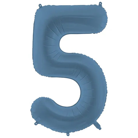 1 Ballon XXL - Cijfer 5 - Misty Blue