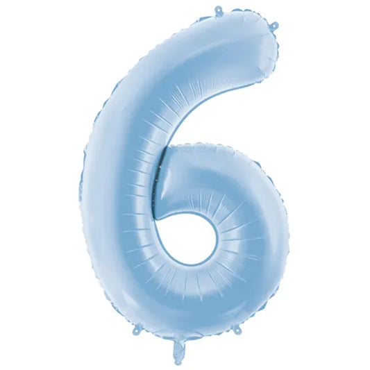1 XXL-ballon - Cijfer 6 - Hemelsblauw