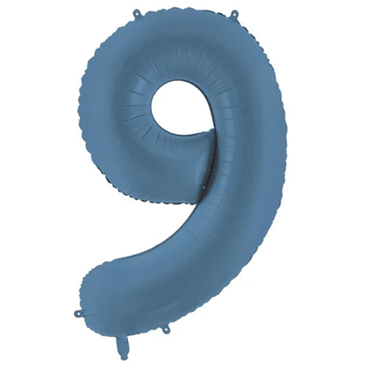 1 Ballon XXL - Cijfer 9 - Misty Blue