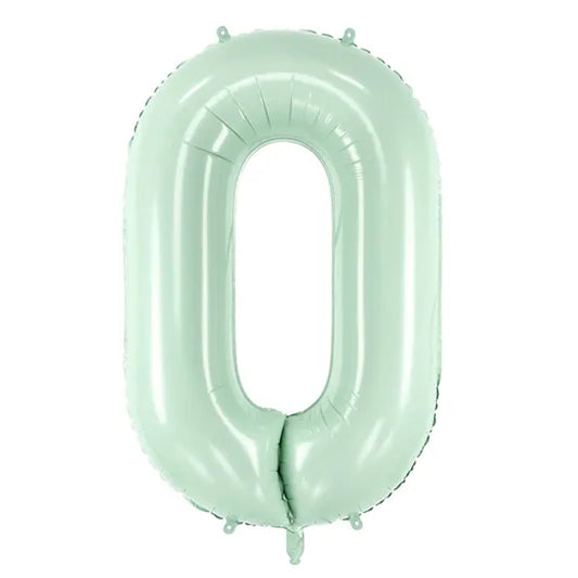 1 Ballon XL - Cijfer 0 - Mintgroen