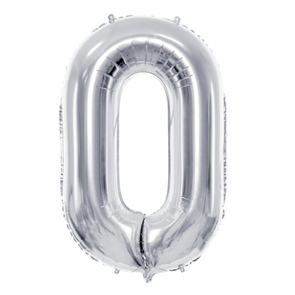 1 Ballon XL - Cijfer 0 - Zilver
