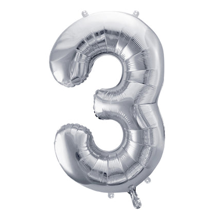 1 Ballon XL - Chiffre 3 - Argent