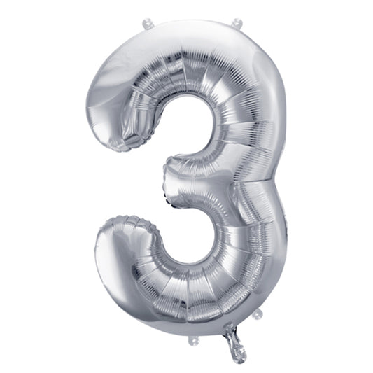 1 Ballon XL - Chiffre 3 - Argent