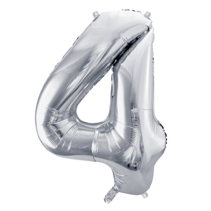 1 Ballon XL - Cijfer 4 - Zilver