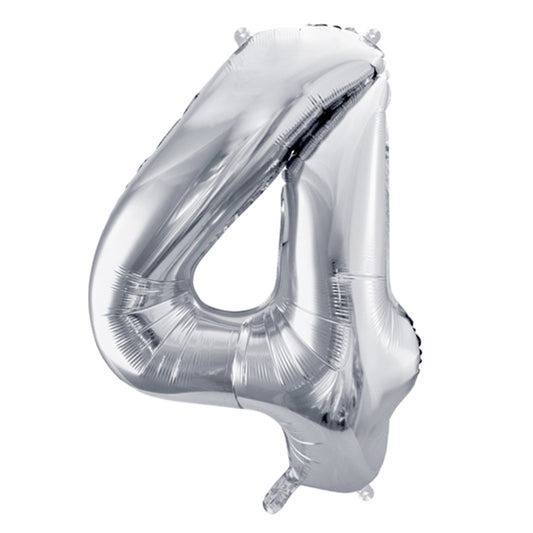 1 Ballon XL - Chiffre 4 - Argent