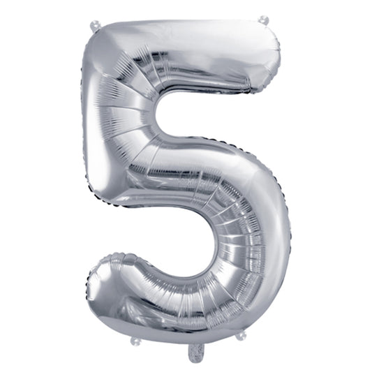 1 Ballon XL - Chiffre 5 - Argent