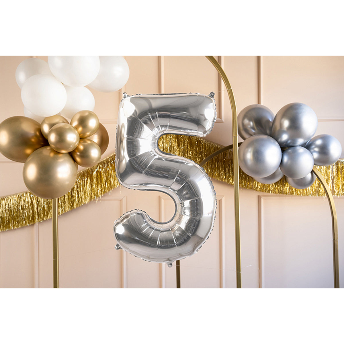 1 Ballon XL - Chiffre 5 - Argent