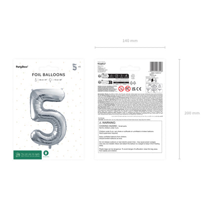 1 Ballon XL - Chiffre 5 - Argent