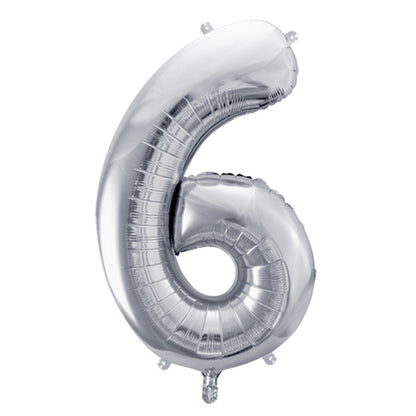 1 Ballon XL - Cijfer 6 - Zilver