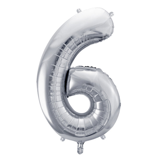 1 Ballon XL - Chiffre 6 - Argent