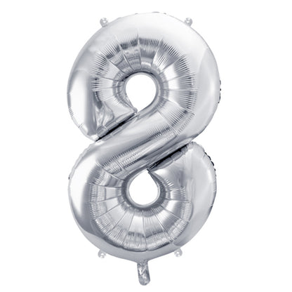 1 ballon XL - cijfer 8 - zilver
