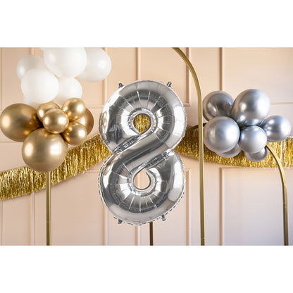 1 ballon XL - cijfer 8 - zilver