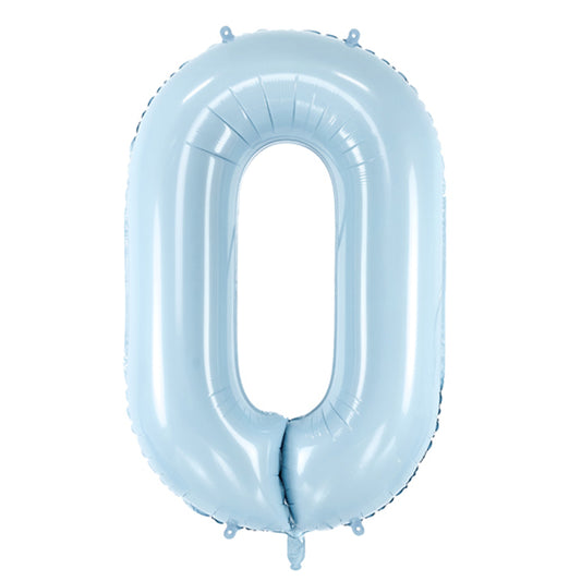 1 Ballon XL - Cijfer 0 - Lichtblauw