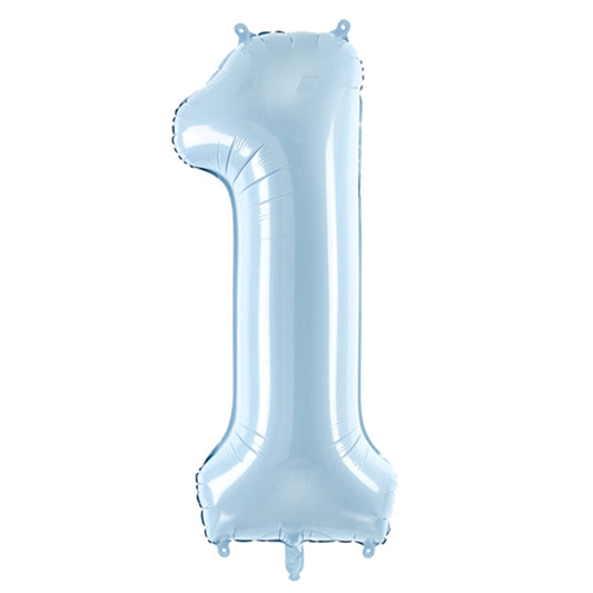 1 Ballon XL - Cijfer 1 - Lichtblauw