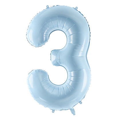1 Ballon XL - Chiffre 3 - Bleu clair