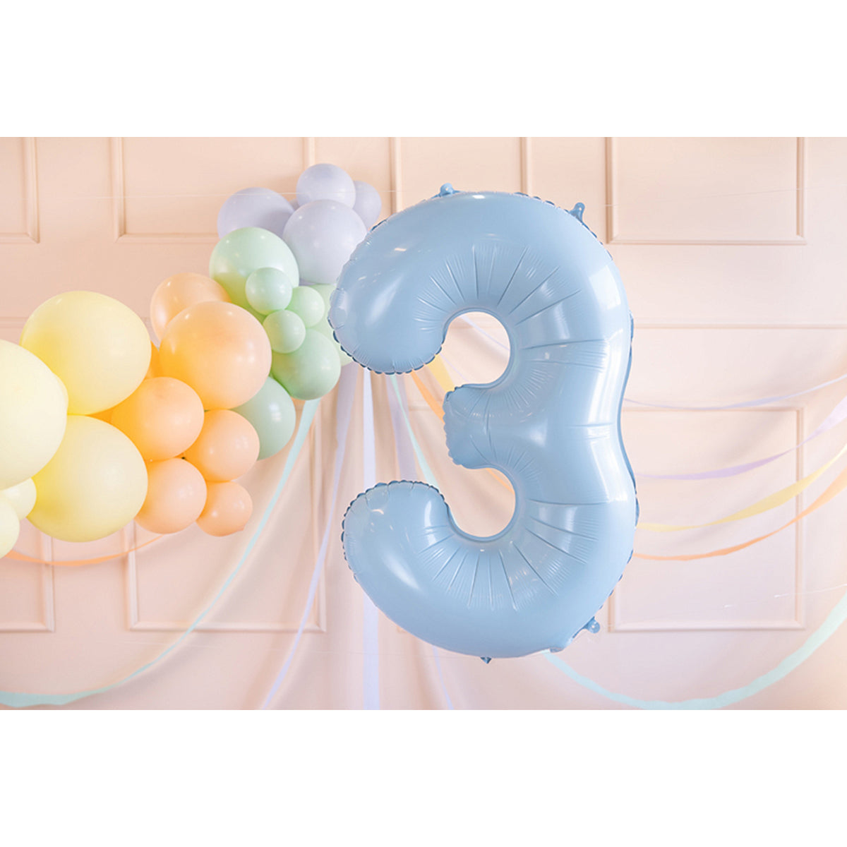 1 Ballon XL - Chiffre 3 - Bleu clair