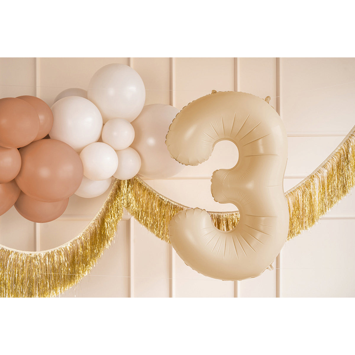 1 Ballon XL - Chiffre 3 - Beige