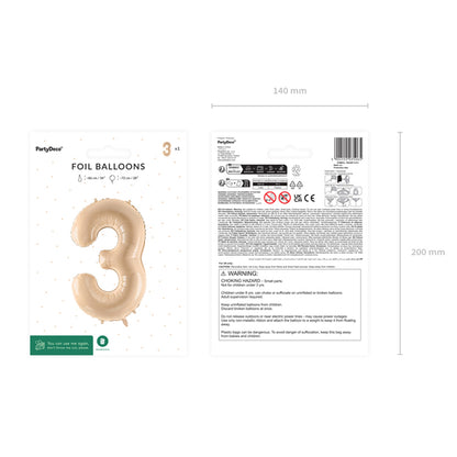 1 Ballon XL - Chiffre 3 - Beige
