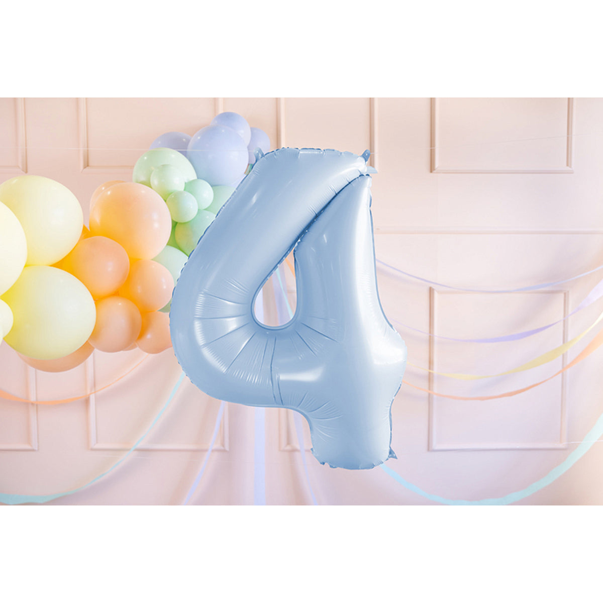 1 ballon XL - Chiffre 4 - Bleu clair