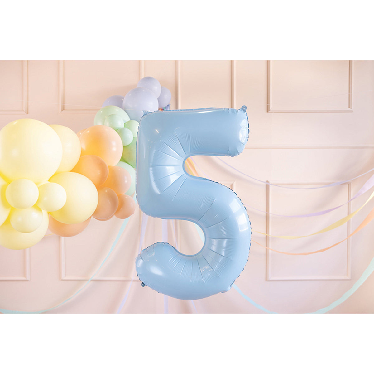 1 Ballon XL - Chiffre 5 - Bleu clair