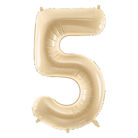 1 Ballon XL - Getal 5 - Beige