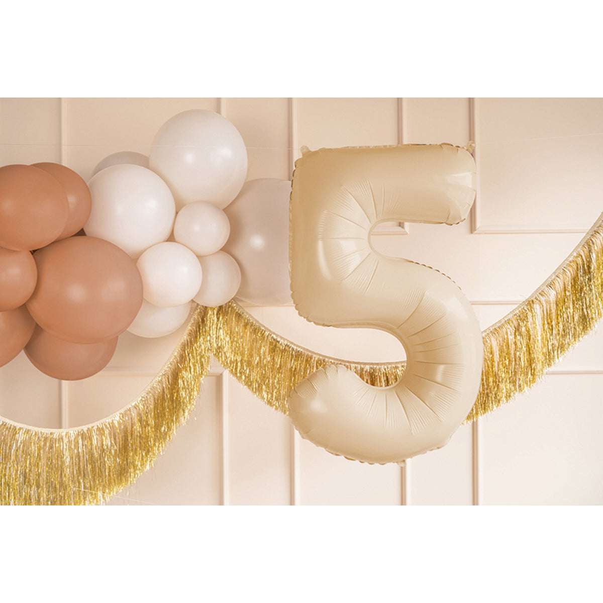 1 Ballon XL - Getal 5 - Beige