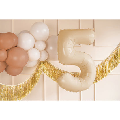 1 Ballon XL - Getal 5 - Beige