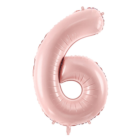 1 Ballon XL - Cijfer 6 - Roze