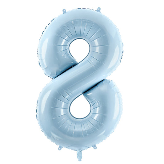 1 Ballon XL - Getal 8 - Lichtblauw