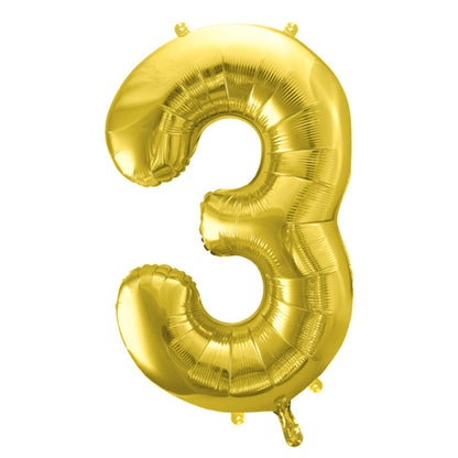 1 ballon XL - chiffre 3 - doré