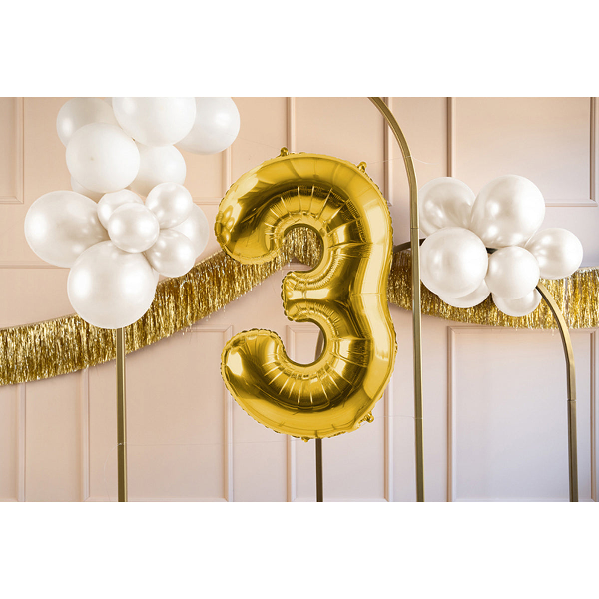 1 ballon XL - chiffre 3 - doré