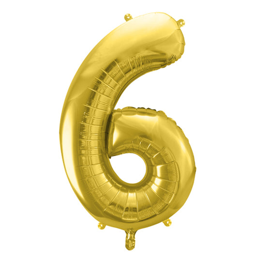 1 Ballon XL - Chiffre 6 - Or